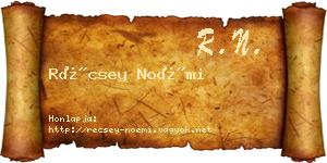 Récsey Noémi névjegykártya